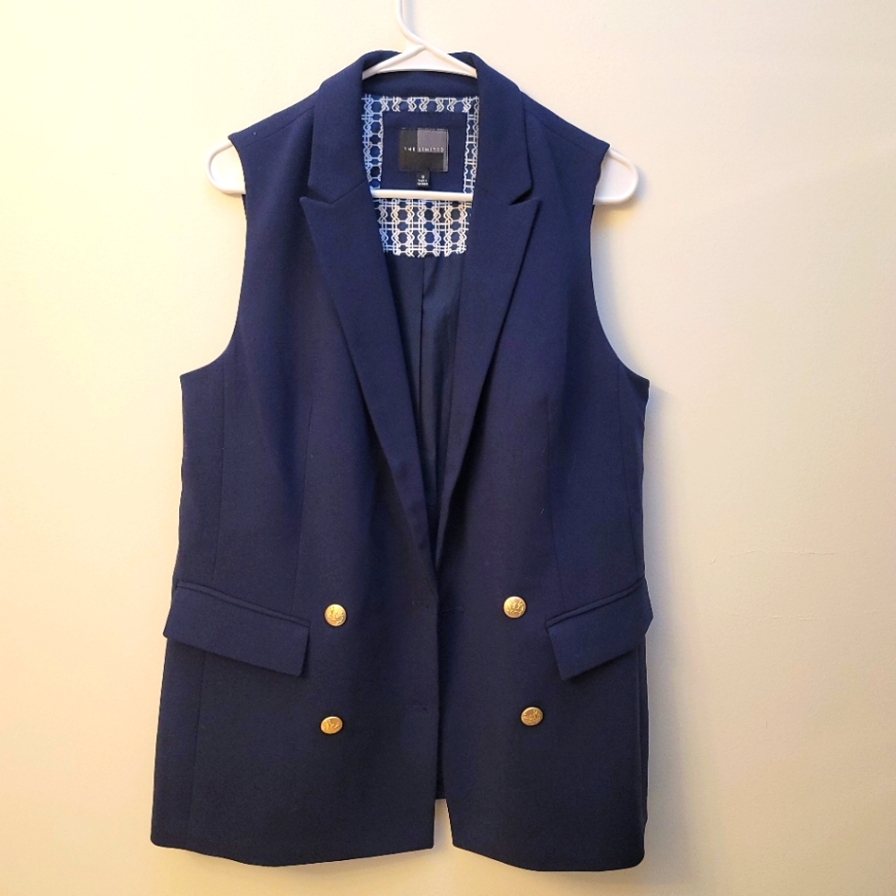 Double Breasted Navy Sleeveless Vest l Size M l Limited Brand l Gold Buttons
